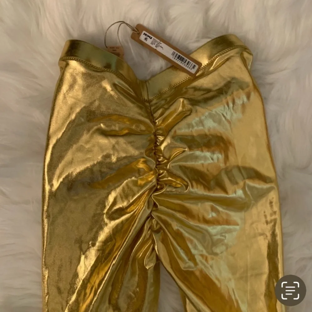 Skims NWT Metallic Swim V-Waist Pant Crop Gold XXS Cinched Butt Ruched
